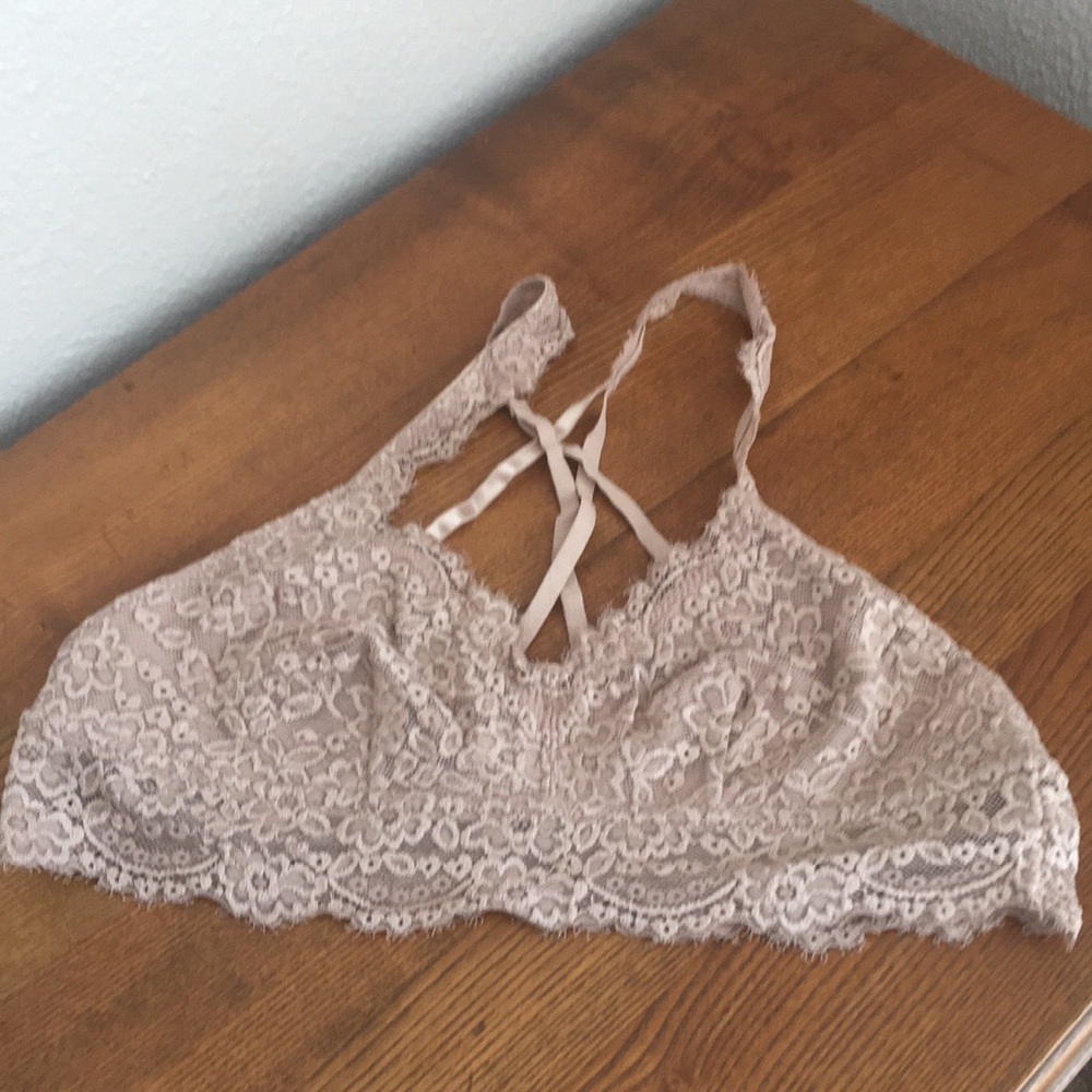L&B Flower lace bralette strappy back Mocha - Picture 5 of 7